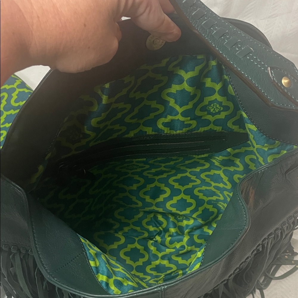Oryany Fringed Hobo Shoulder Bag in Deep Green - Picture 5 of 5